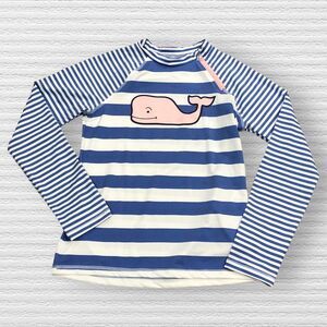 Vineyard Vines for Target Girls XL 14/16 Long Sleeve Rash Guard Whale Blue White